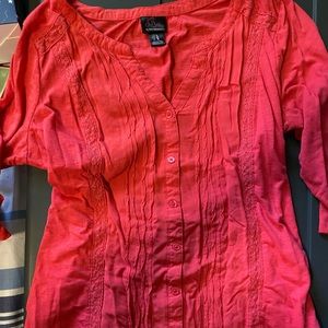 Dark Pink Maternity blouse, 3/4 sleeves. Ties in the back. Size Large: $15